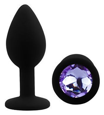 Силіконова анальна пробка EGZO - Silicone Black Round Plug Amethyst, size S