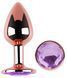 Анальная пробка с кристаллом EGZO - Rose Gold Round Plug Amethyst size S