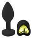 Силіконова анальна пробка EGZO - Silicone Black Heart Plug Lime, size S
