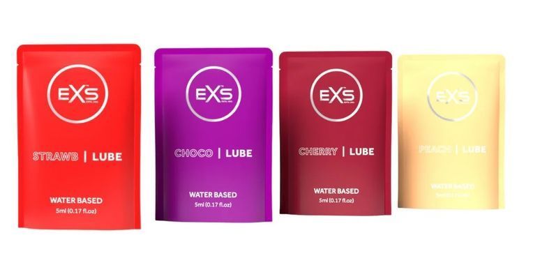 Набір з 20 шт ароматизованих універсальних гелей-лубрикантів EXS Flavoured Lube Sachets, 20х5 ml