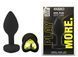 Силіконова анальна пробка EGZO - Silicone Black Heart Plug Lime, size S