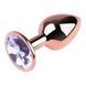 Анальная пробка с кристаллом EGZO - Rose Gold Round Plug Amethyst size S
