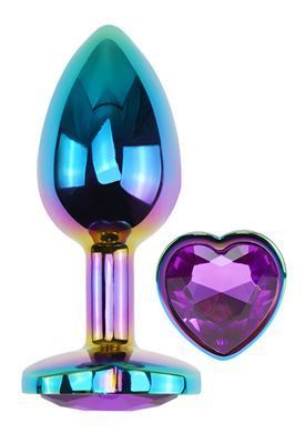 Анальная пробка с кристаллом EGZO - Multicolor Heart Plug Purple size S
