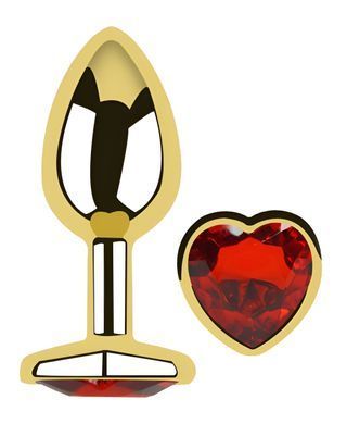 Анальна пробка з кристалом EGZO - Gold Heart Plug Red size S
