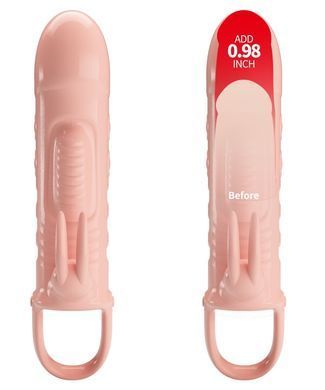 УЦІНКА - Подовжуюча насадка з вібростимуляцією (на 2,5 см) PRETTY LOVE - PENIS SLEEVE Sloane, BI-026243