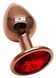 Анальная пробка с кристаллом EGZO - Dark Gold Round Plug Red, size S
