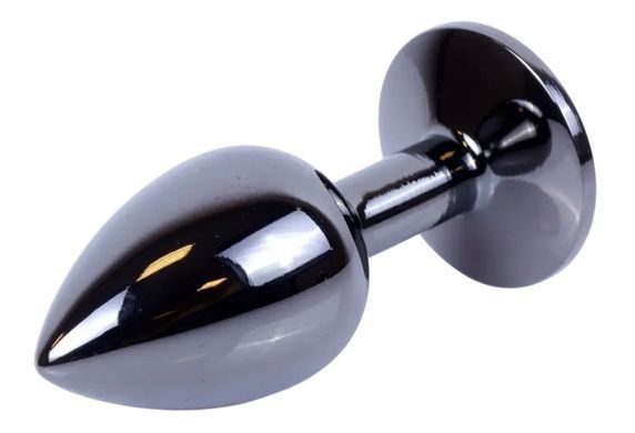 Анальна пробка з кристалом EGZO - Dark Gray Round Plug Blue, size M