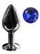 Анальна пробка з кристалом EGZO - Dark Gray Round Plug Blue, size M