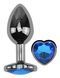 Анальна пробка з кристалом EGZO - Dark Silver Heart Plug Blue size M