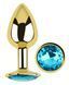 Анальна пробка з кристалом EGZO - Gold Round Plug Aqua size M