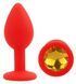 Силиконовая анальная пробка EGZO - Silicone Red Round Plug Yellow, size S