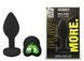 Силиконовая анальная пробка EGZO - Silicone Black Heart Plug Green, size S