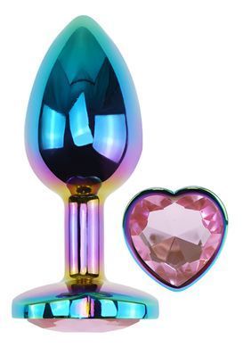Анальна пробка з кристалом EGZO - Multicolor Heart Plug Pink size S