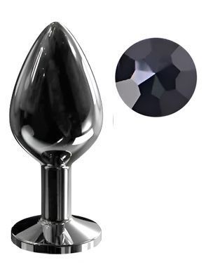 Анальна пробка з кристалом EGZO - Dark Gray Round Plug Black, size M