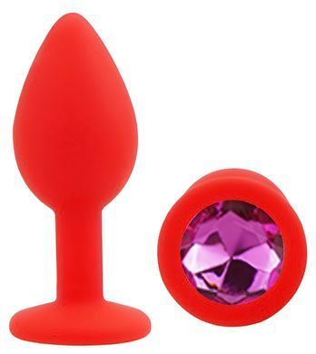 Силіконова анальна пробка EGZO - Silicone Red Round Plug Rose, size S