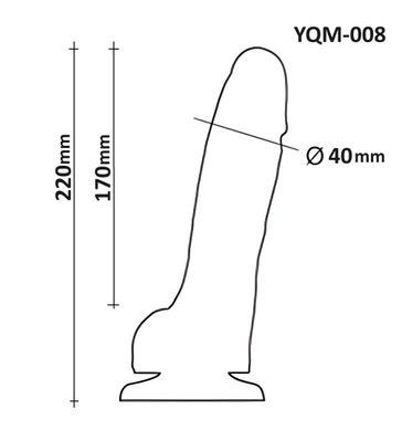 Фалоімітатор з мошонкою на присосці OYO YQM-008 (довжина 22 см, діаметр 4 см)