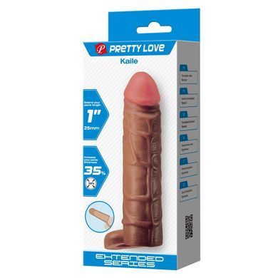 Подовжуюча насадка презерватив Pretty Love - Kaile 1" Brown, BI-026264-1