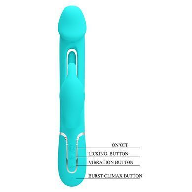 Вибратор с стимулятором клитора PRETTY LOVE - Kampas Rabbit 3 in 1 Green, BW-500025-1