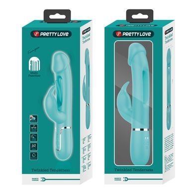 Вибратор с стимулятором клитора PRETTY LOVE - Kampas Rabbit 3 in 1 Green, BW-500025-1