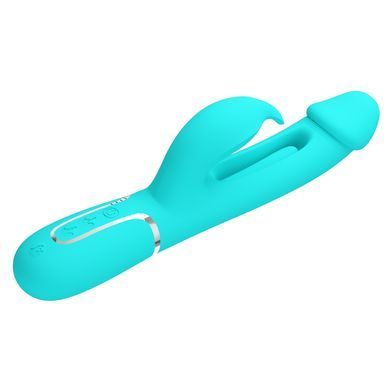 Вибратор с стимулятором клитора PRETTY LOVE - Kampas Rabbit 3 in 1 Green, BW-500025-1