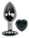 Анальна пробка з кристалом EGZO - Dark Silver Heart Plug Black size M
