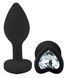 Силіконова анальна пробка EGZO - Silicone Black Heart Plug Clear, size S