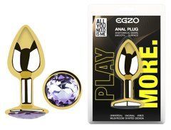 Анальная пробка с кристаллом EGZO - Gold Round Plug Amethyst size M