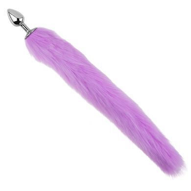 Анальная пробка с хвостом EGZO - Fox Tail Silver Plug Purple, size S