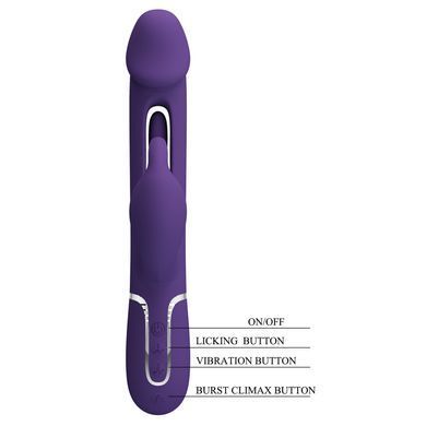 Вибратор с стимулятором клитора PRETTY LOVE - Kampas Rabbit 3 in 1 Dark Purple, BW-500025-2