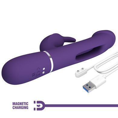 Вибратор с стимулятором клитора PRETTY LOVE - Kampas Rabbit 3 in 1 Dark Purple, BW-500025-2