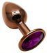 Анальная пробка с кристаллом EGZO - Dark Gold Round Plug Purple, size S