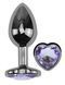Анальна пробка з кристалом EGZO - Dark Silver Heart Plug Amethyst size M
