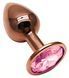 Анальна пробка з кристалом EGZO - Dark Gold Round Plug Pink, size S