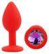 Силиконовая анальная пробка EGZO - Silicone Red Round Plug Rainbow, size S
