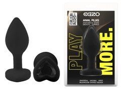 Силиконовая анальная пробка EGZO - Silicone Black Heart Plug Black, size S