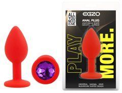 Силиконовая анальная пробка EGZO - Silicone Red Round Plug Purple, size S