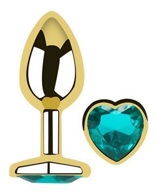 Анальная пробка с кристаллом EGZO - Gold Heart Plug Marine size S