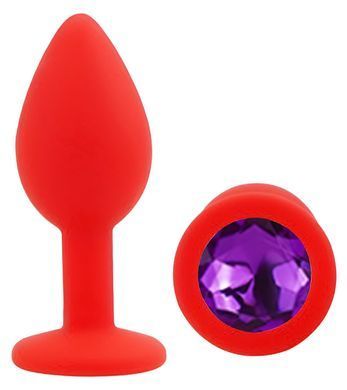 Силиконовая анальная пробка EGZO - Silicone Red Round Plug Purple, size S