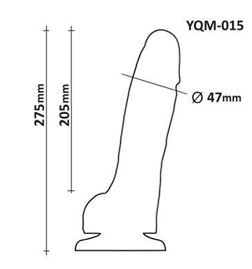 Фалоімітатор Гігант з мошонкою на присосці OYO YQM-015 (довжина 27.5 см, діаметр 4.7 см)