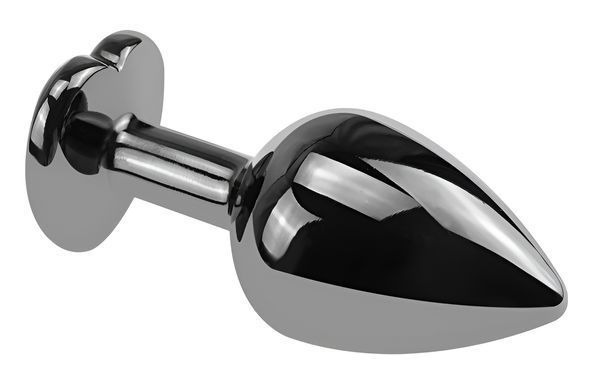 Анальна пробка з кристалом EGZO - Dark Silver Heart Plug Red size S