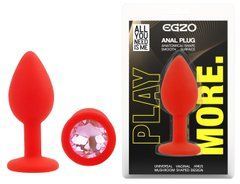 Силиконовая анальная пробка EGZO - Silicone Red Round Plug Pink, size S
