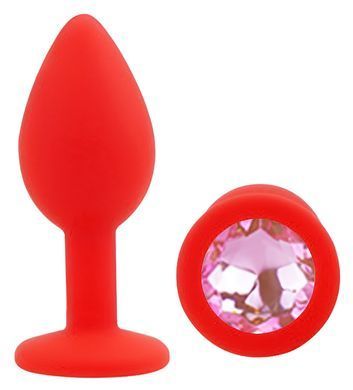 Силиконовая анальная пробка EGZO - Silicone Red Round Plug Pink, size S