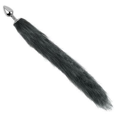 Анальная пробка с хвостом EGZO - Fox Tail Silver Plug Gray, size S