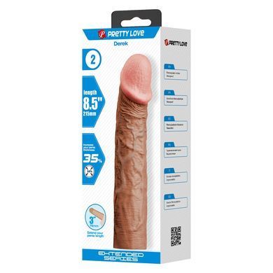 Подовжуюча насадка презерватив Pretty Love - Derek 8,5" Brown, BI-026269-1