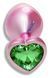 Анальная пробка с кристаллом EGZO - Pink Perl Heart Plug Green, size S