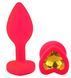 Силиконовая анальная пробка EGZO - Silicone Pink Heart Plug Yellow, size S