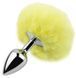 Анальная пробка с хвостом EGZO - Bunny Tail Silver Plug Yellow, size S