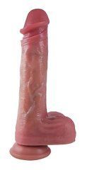Фаллоимитатор с мошонкой на присоске из двухслойного силикона OYO - Dildo Double Layer Silicone YQW-022 (довжина 19 см, діаметр 3.4 см)