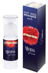 Веганское съедобное массажное масло с согревающим эффектом и с ароматом мохито Mai - Attraction Hot Kiss Massage Oil Mojito flavor, 50 ml