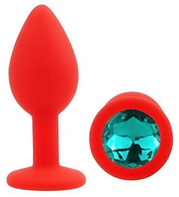 Силиконовая анальная пробка EGZO - Silicone Red Round Plug Marine, size S